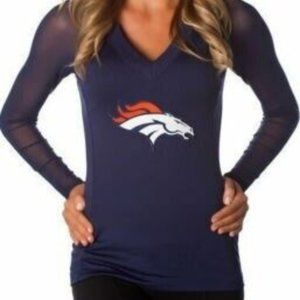 All Sport Couture NFL Womens Denver Broncos Wildkat Blue Shirt New With Tags